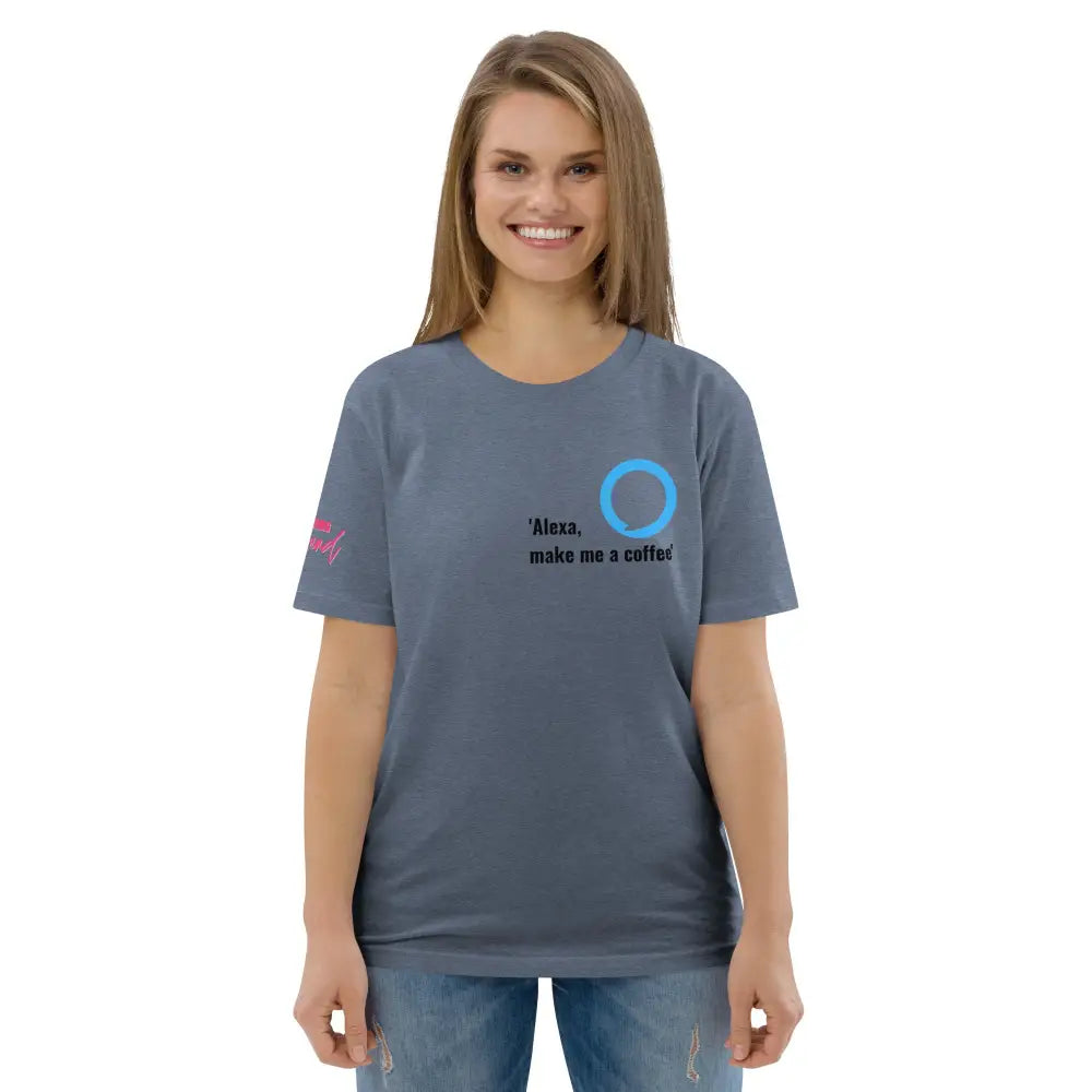 Alexa make me a coffee t-shirt - Dark Heather Blue / S