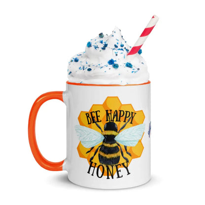 Bee happy honey Mug with Color Inside - Something Profound 