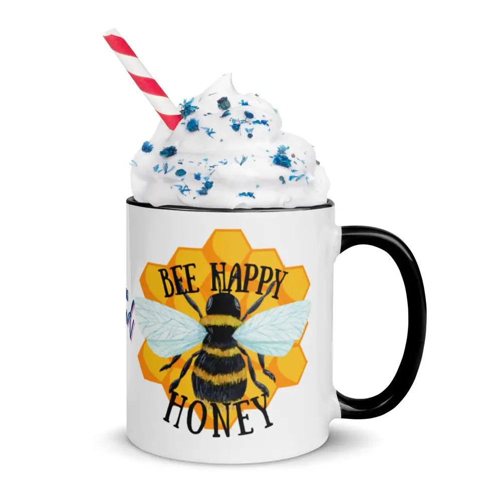 Bee happy honey Mug with Color Inside - Something Profound 