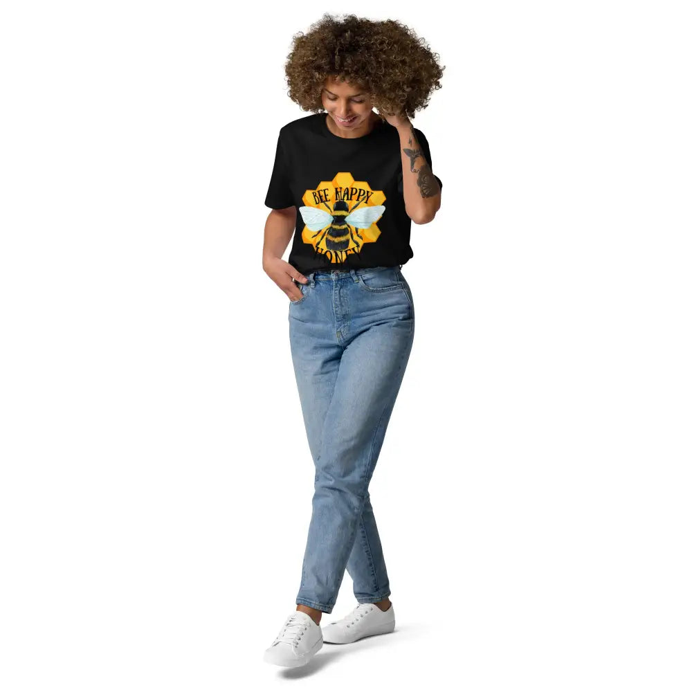 Bee happy honey Unisex organic cotton t-shirt - Something Profound 