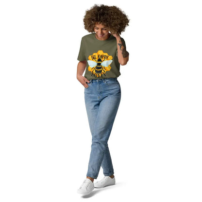 Bee happy honey Unisex organic cotton t-shirt - Something Profound 