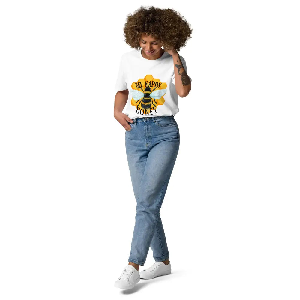 Bee happy honey Unisex organic cotton t-shirt - Something Profound 