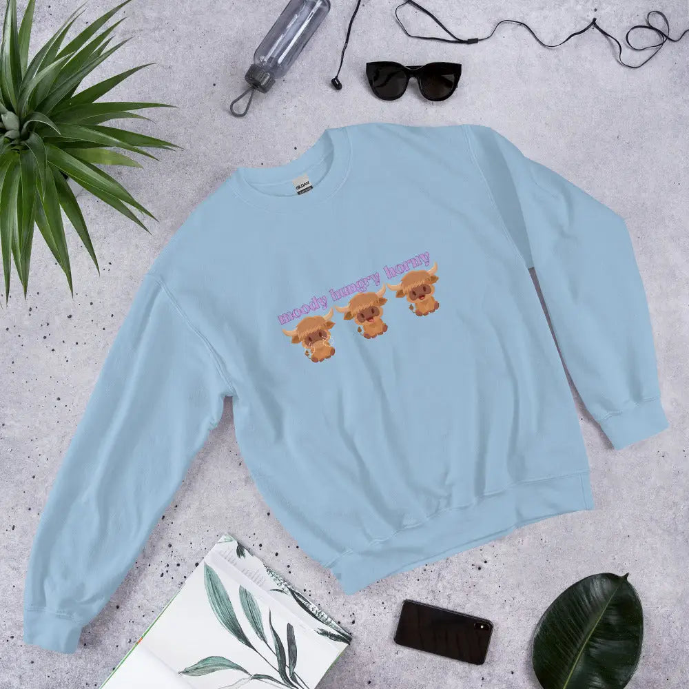 Highland Cow Jumper - Light Blue / S