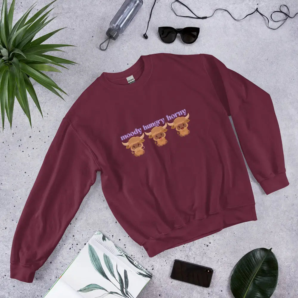 Highland Cow Jumper - Maroon / S