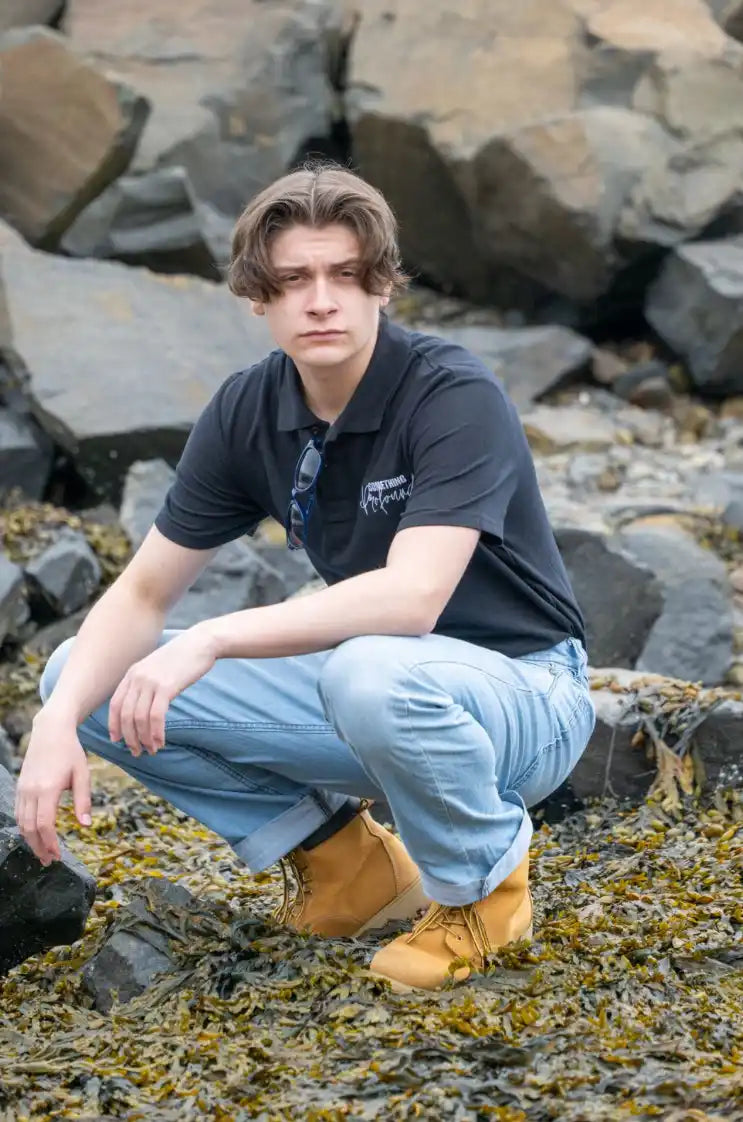 White embroidered original logo polo - Something Profound 