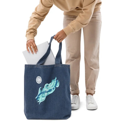 Mind Dippers 'Happiness comes in waves' Organic denim tote bag - Something Profound 