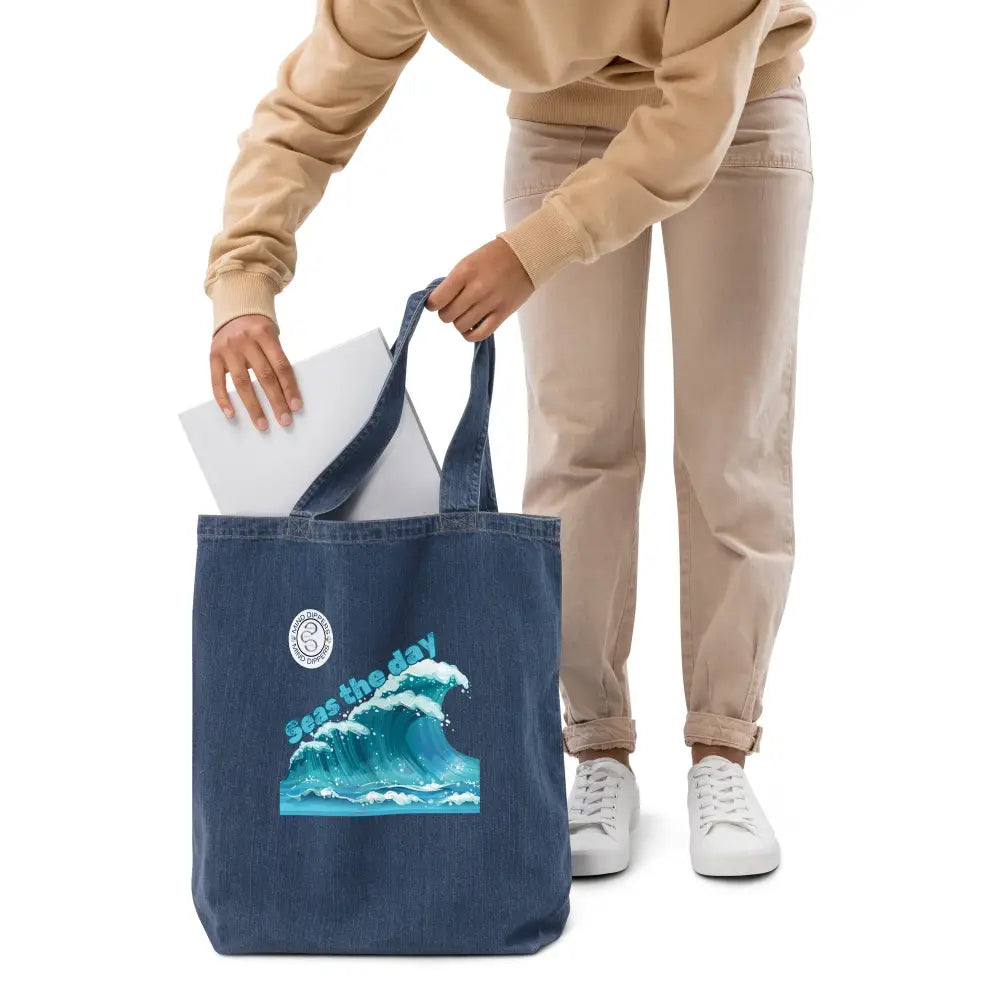 Mind Dippers 'Seas the day' Organic denim tote bag - Something Profound 