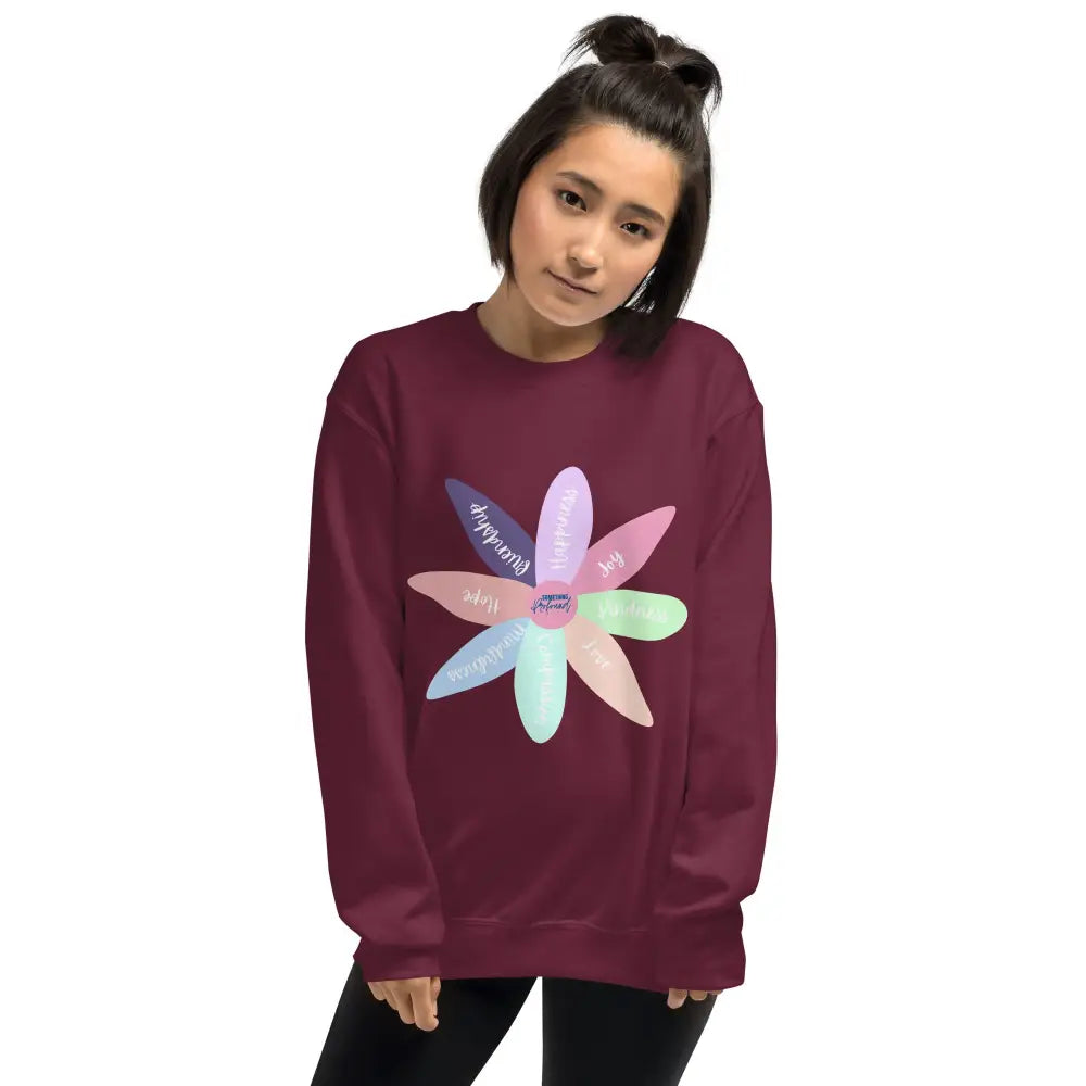 Positive flower Sweatshirt - Maroon / S