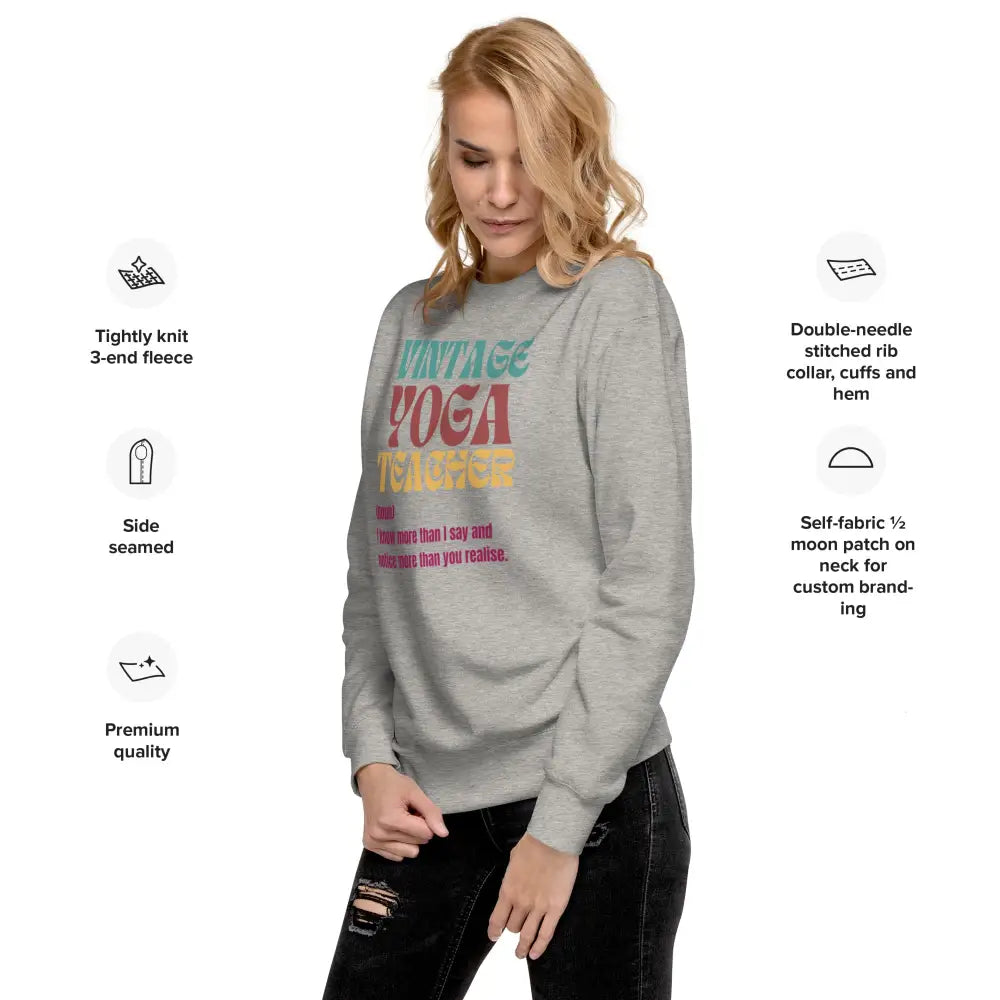 Vintage Yoga Teacher Unisex Premium Sweatshirt - Something Profound 